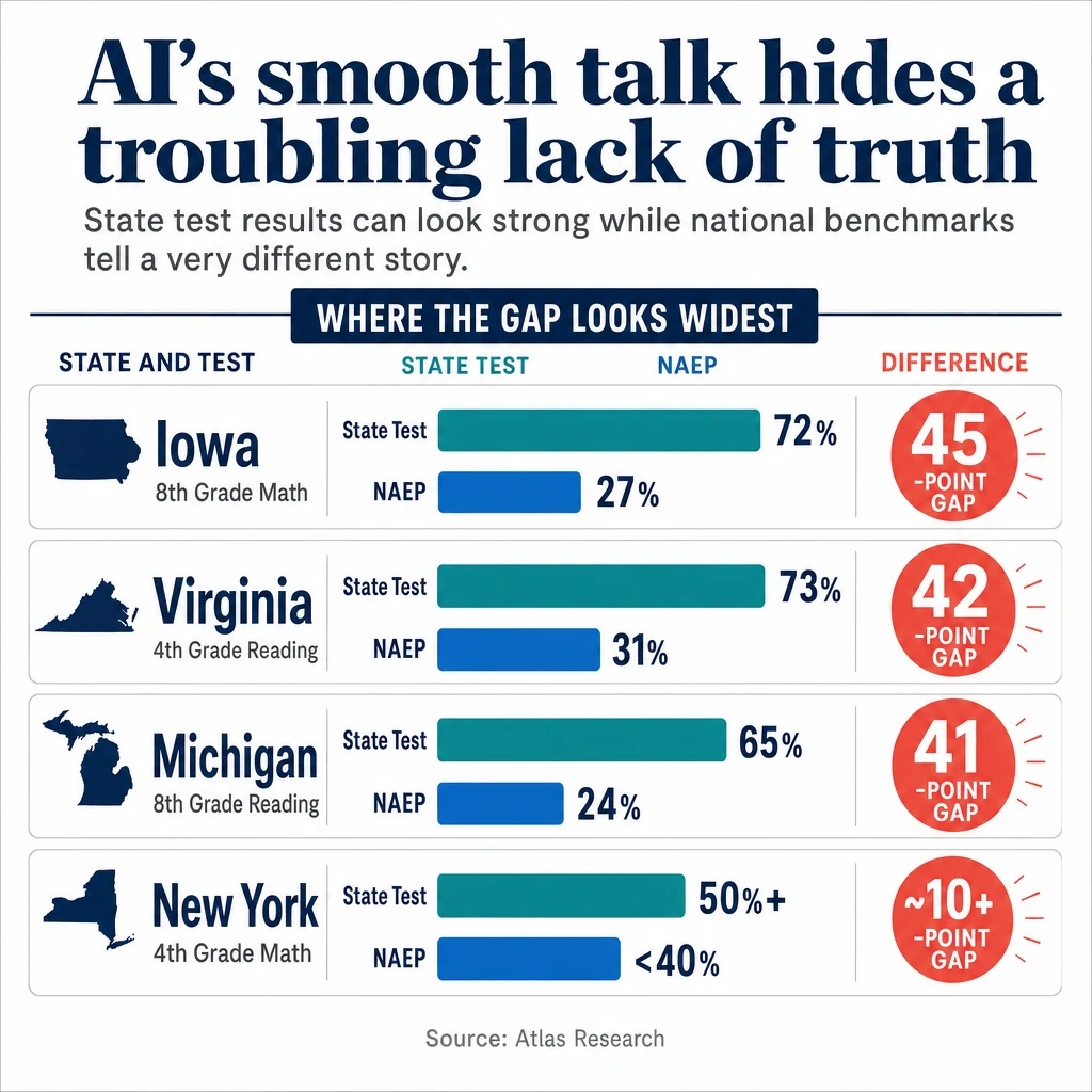 Infographic: AI's smooth talk hides a troubling lack of truth